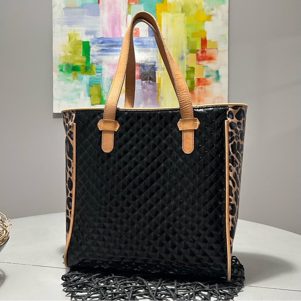 Consuela Black and Tan Floral Tote - Picture 6 of 16